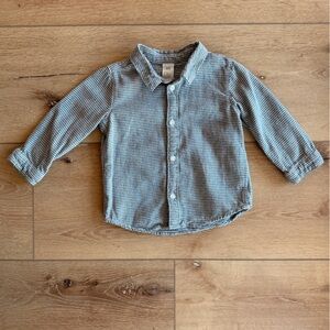 H&M toddler houndstooth long sleeve shirt - black and cream